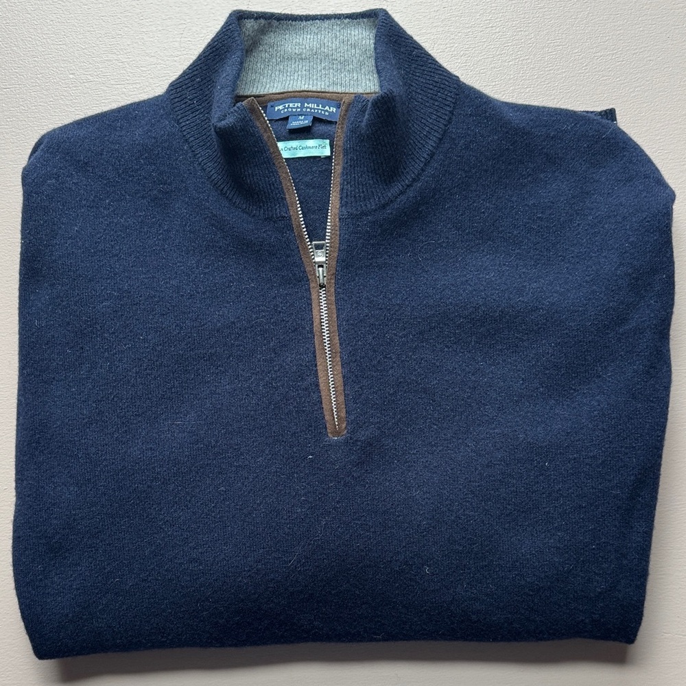Peter Millar Men's Dark Blue Zip-Up Sweater